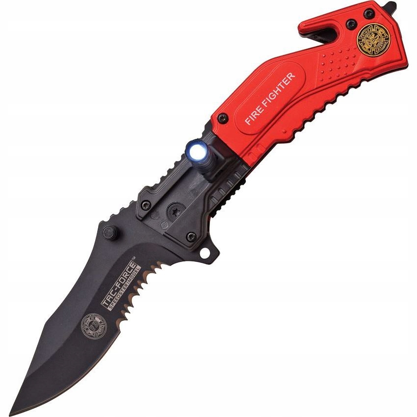 Taktický skládací kapesní Nůž Tac-force TF-874FD Fire Fighter Černě-červená