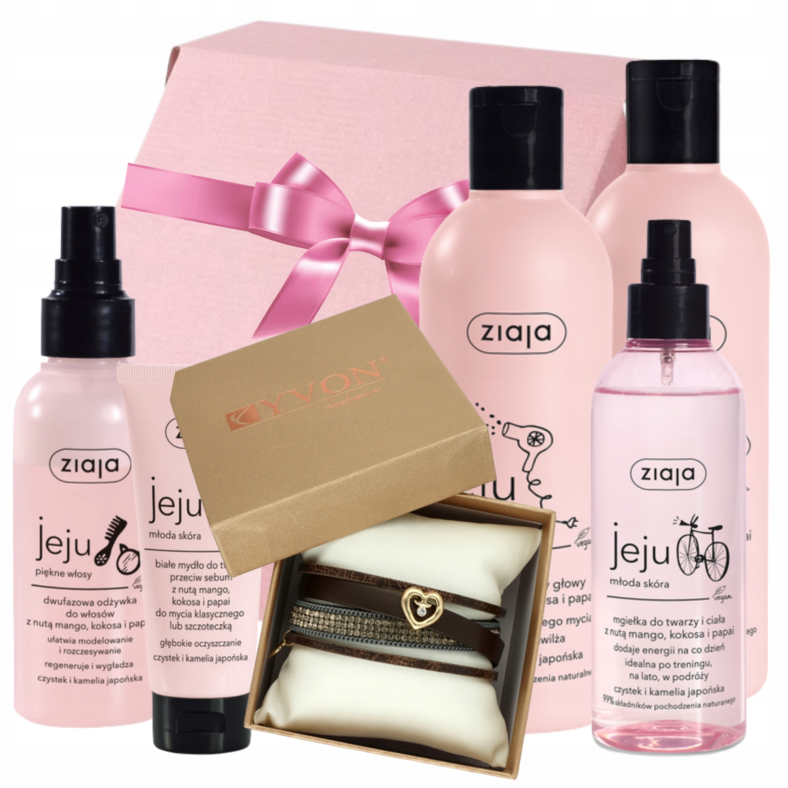 Ziaja Jeju Różowy Zestaw w ozdobnym opakowaniu Bransoletka