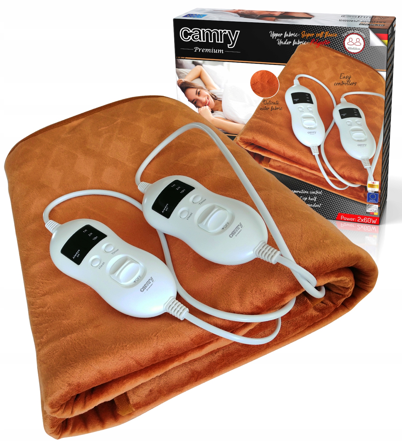 Elektryczny koc podkładowy z czasomierzem Camry Cr 7436 Polar Timer 150x160
