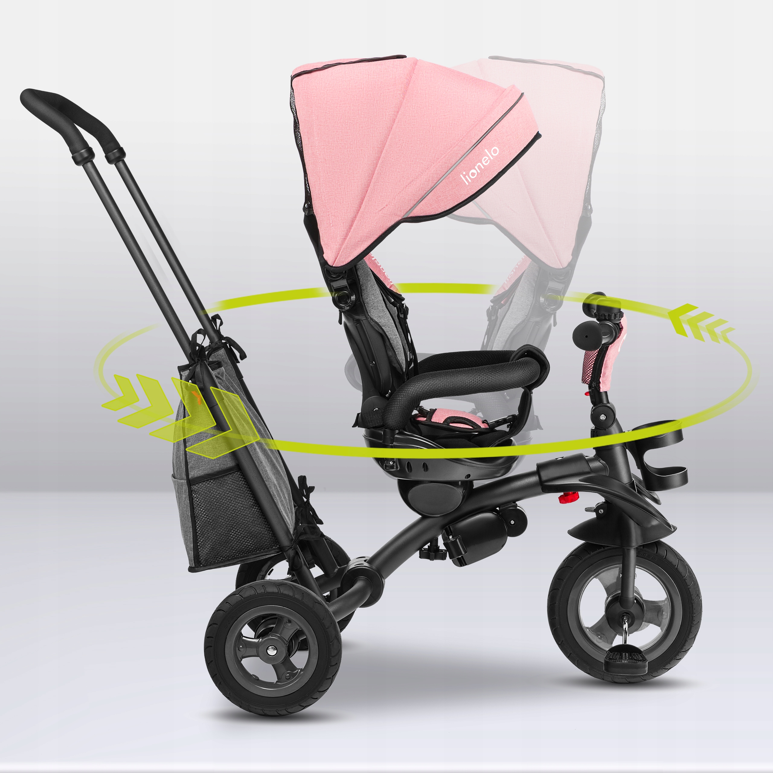 ROWEREK TRÓJKOŁOWY DZIECIĘCY 2w1 OBRACANY 360° Z DASZKIEM LIONELO TRIS Model Tris