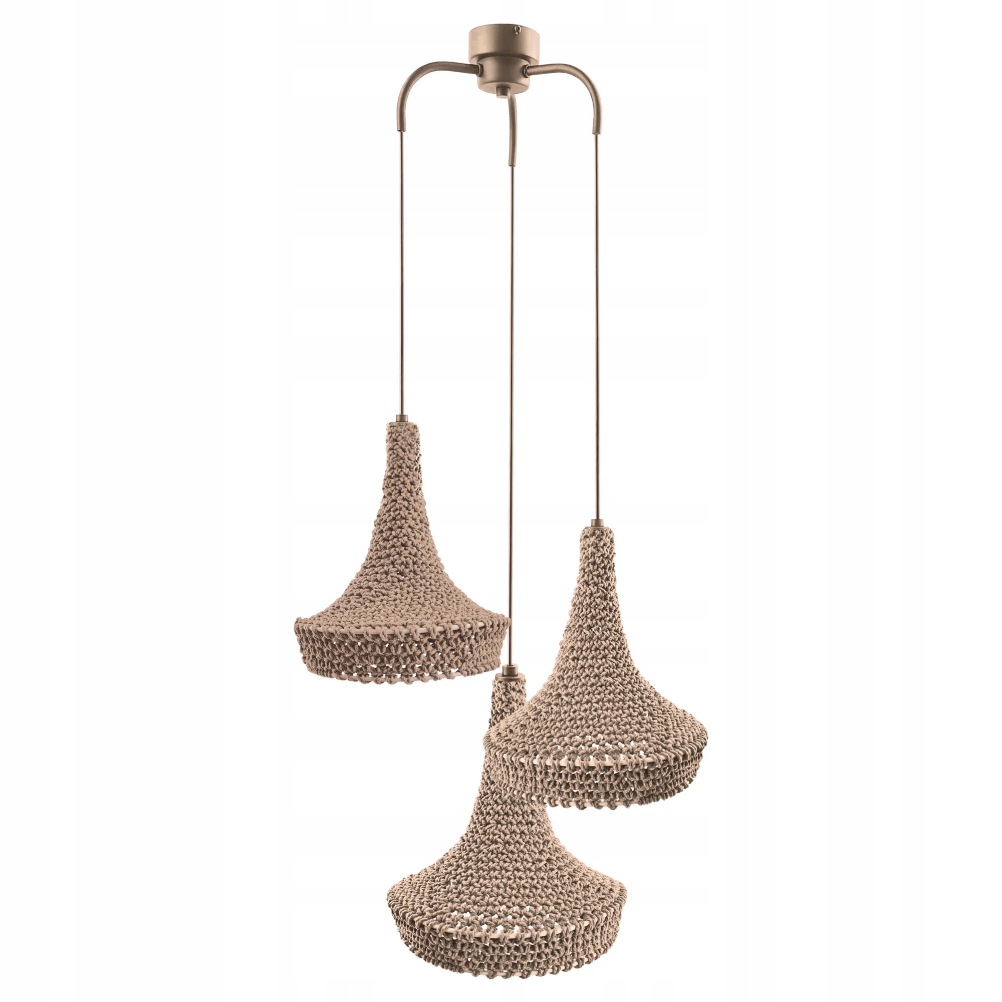 Závěsná lampa trojitá Boho krémová z bavlny Shilo Mahaka E27 20W