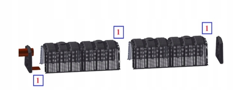 Drenaż tunelowy 10 tuneli Aquabin Kpl AB8 1 Rząd Producent Tycner