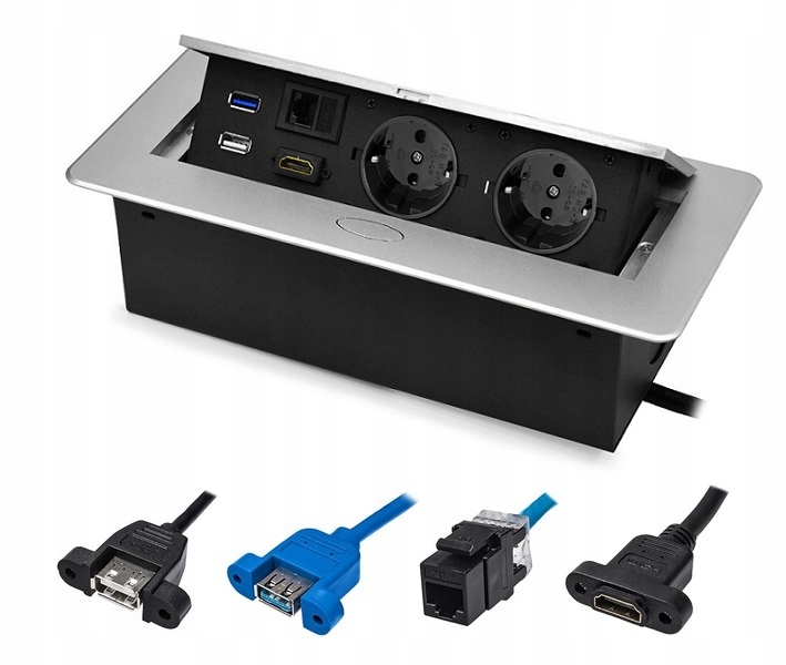 

Gniazdo Wpuszczane Chowane W Blat Hdmi Usb RJ-45