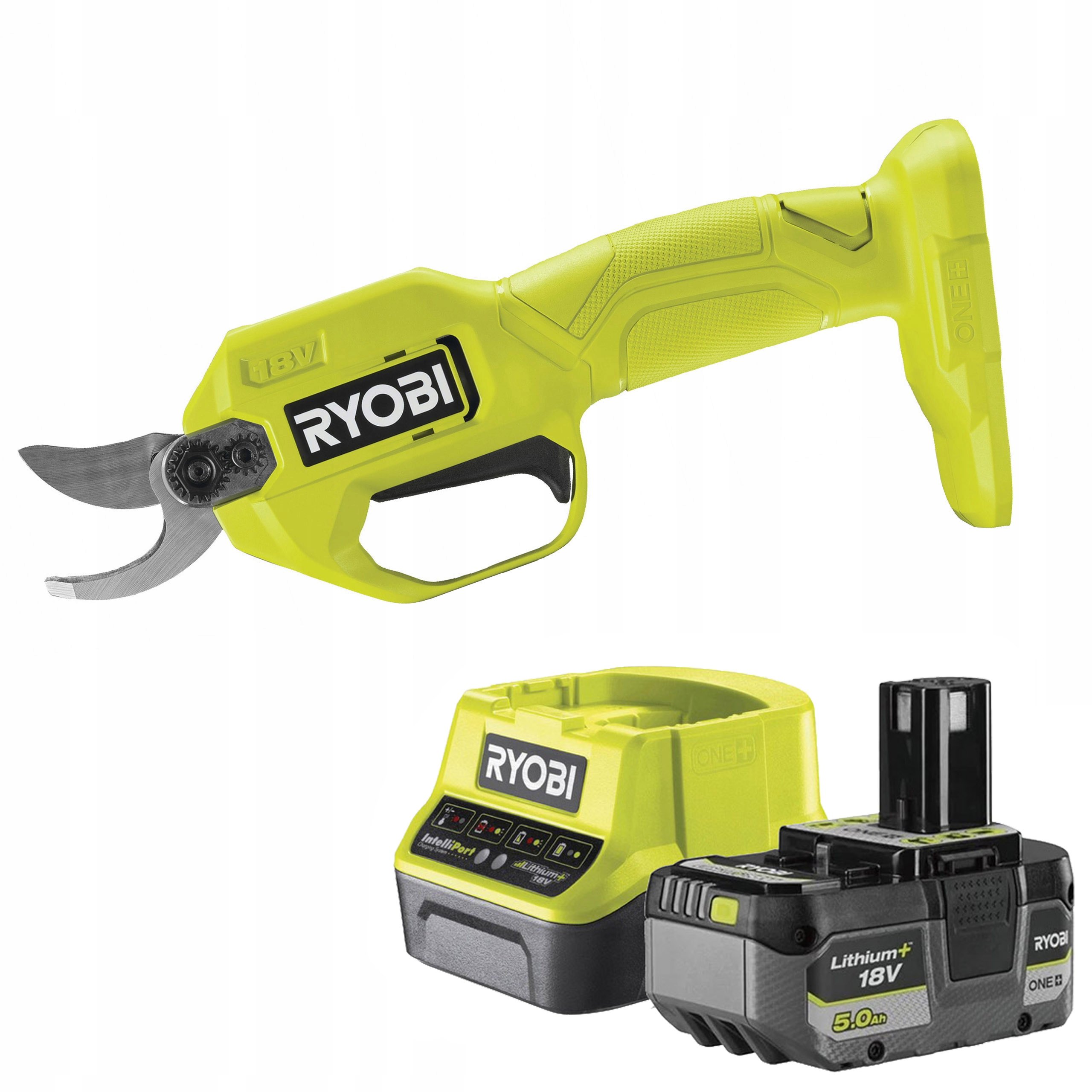 Záhradné Akumulátorové Nožnice Pre Konár Ryobi RY18SCA-0 Nabíjanie Akumulátor 5Ah