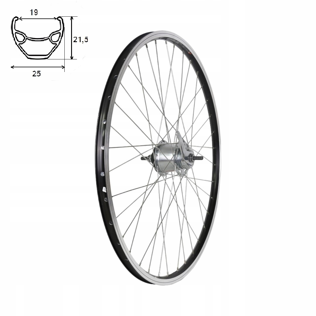 Koło 28 tył czarne stożkowe z piastą 7V Shimano Nexus Inter 7 SG-C3001-7C