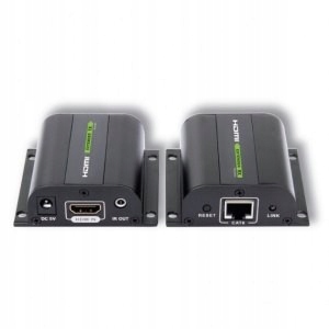 Hdmi extender s krouceným kabelem Cat.5e/6/6a/7 až 60 m, s Ir přijímačem, černý
