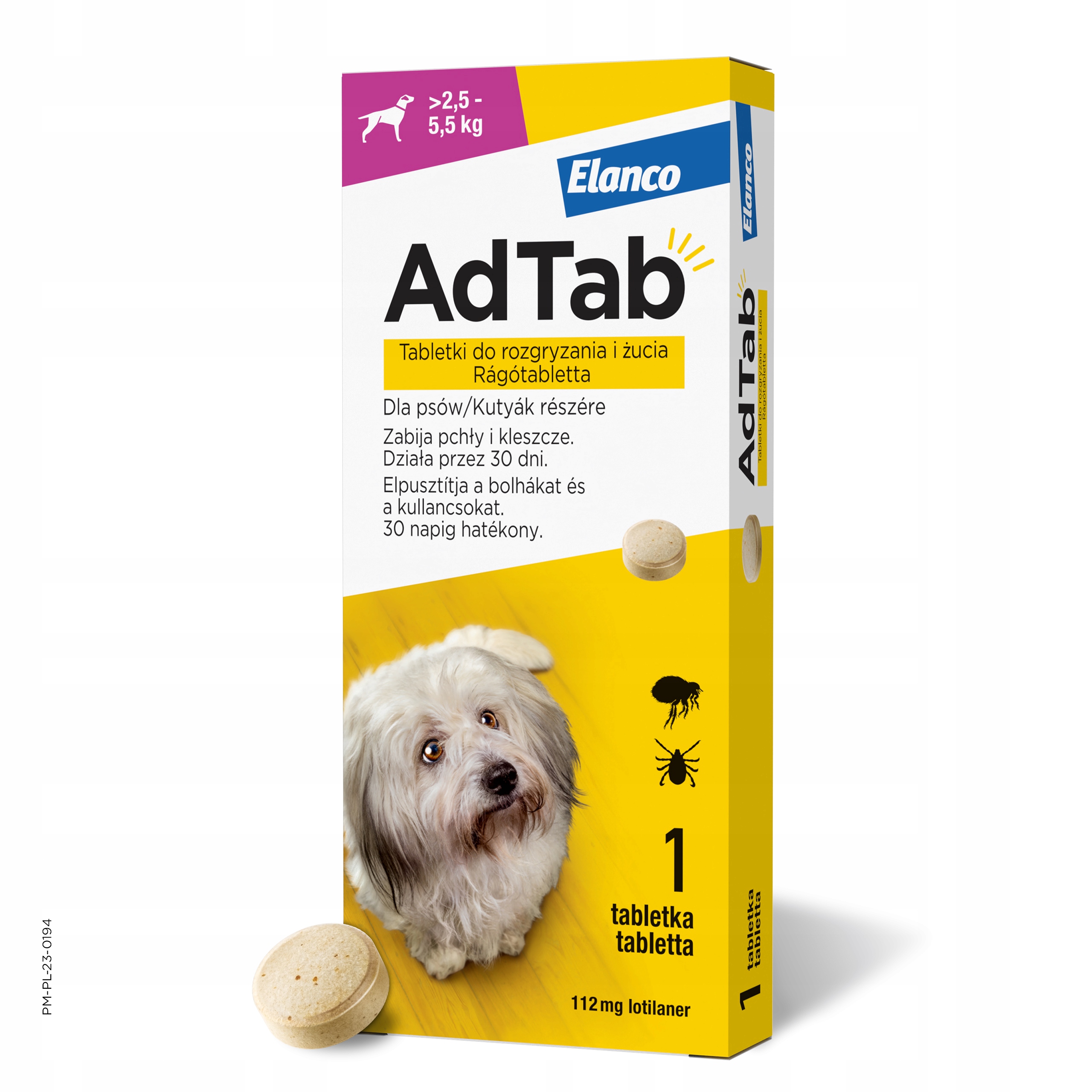 ADTAB Tabletka dla psa 2,5-5,5kg na pasożyty 112mg