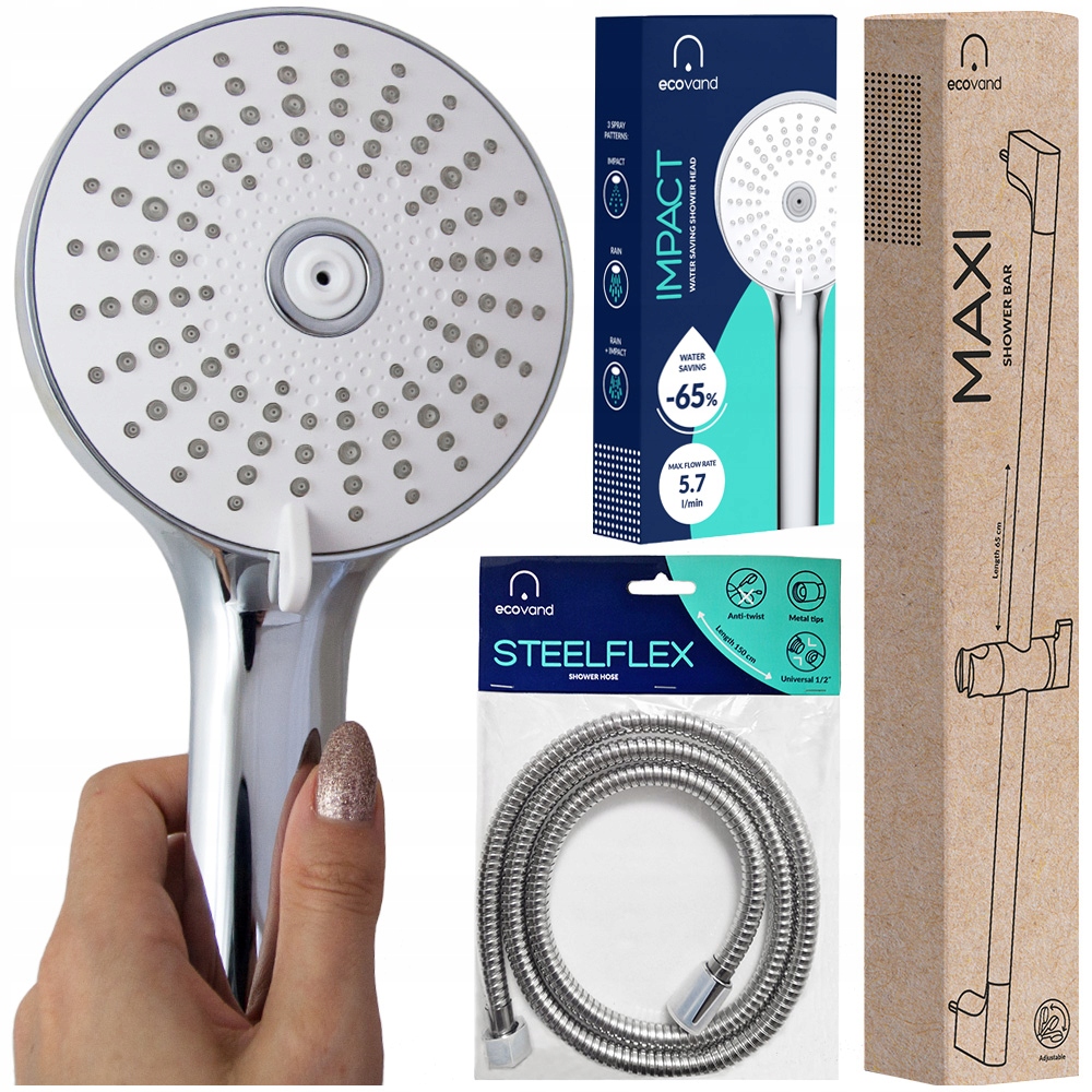 Sprchový Set s turbínou Sprchová Hlavice Hadice Tyč -65% Vody