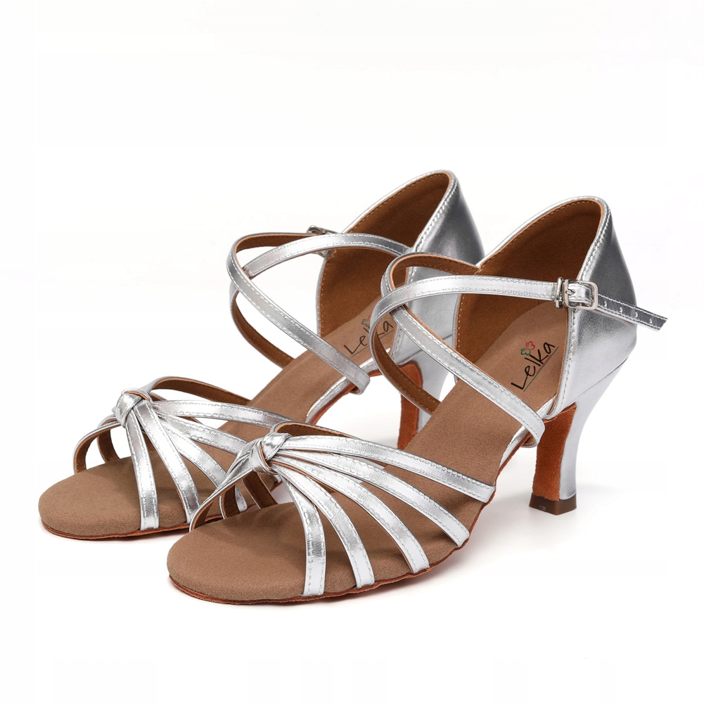 Buty Do Tańca Taneczne Latino Salsa Srebrne 7cm