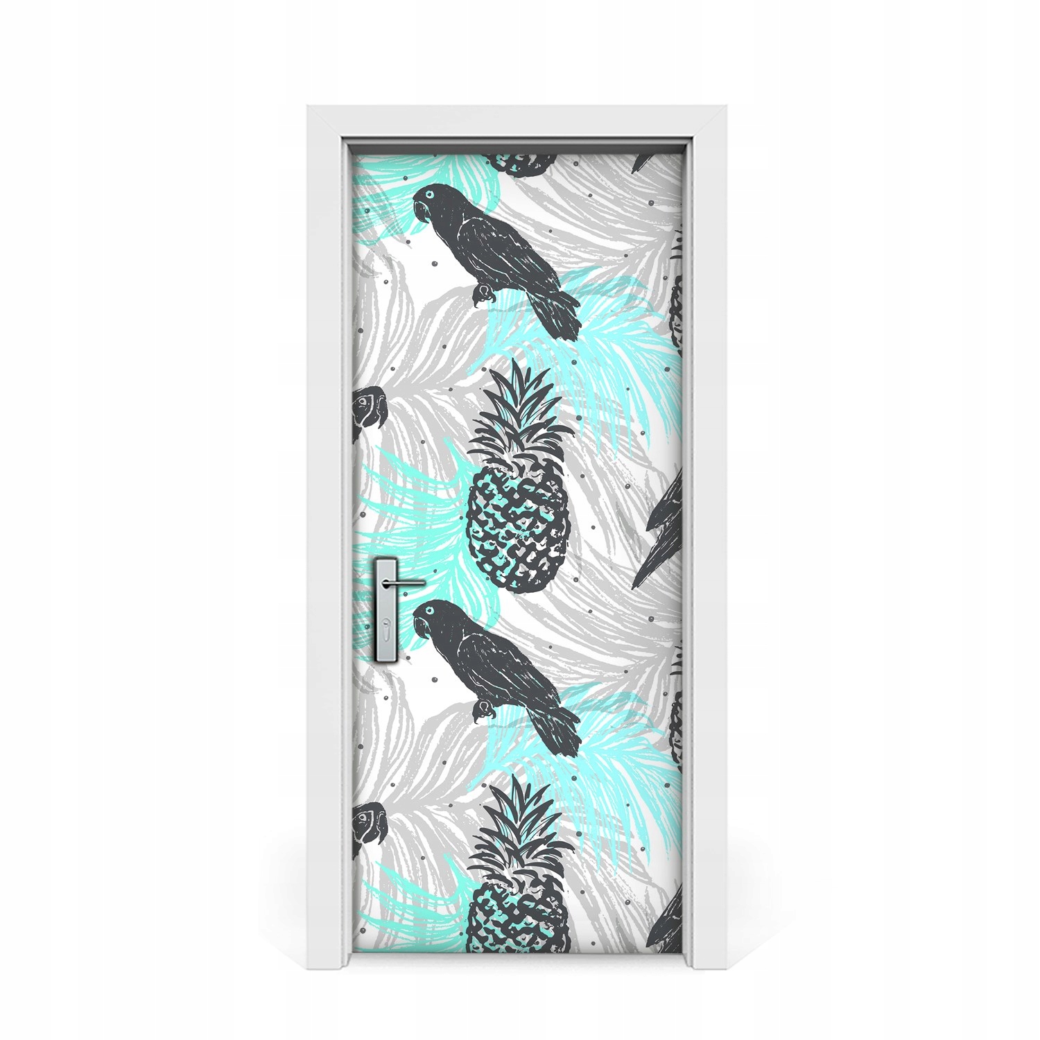 

Naklejka na drzwi Obraz ananasy i papugi 85x205