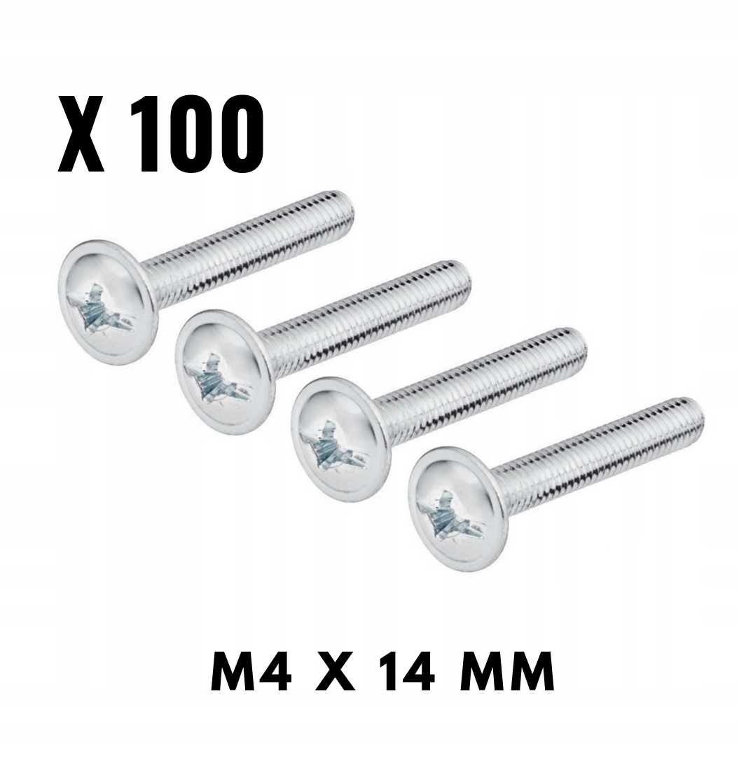 

100X wkręty metryczne M4X14 mm do uchwytów Din 967