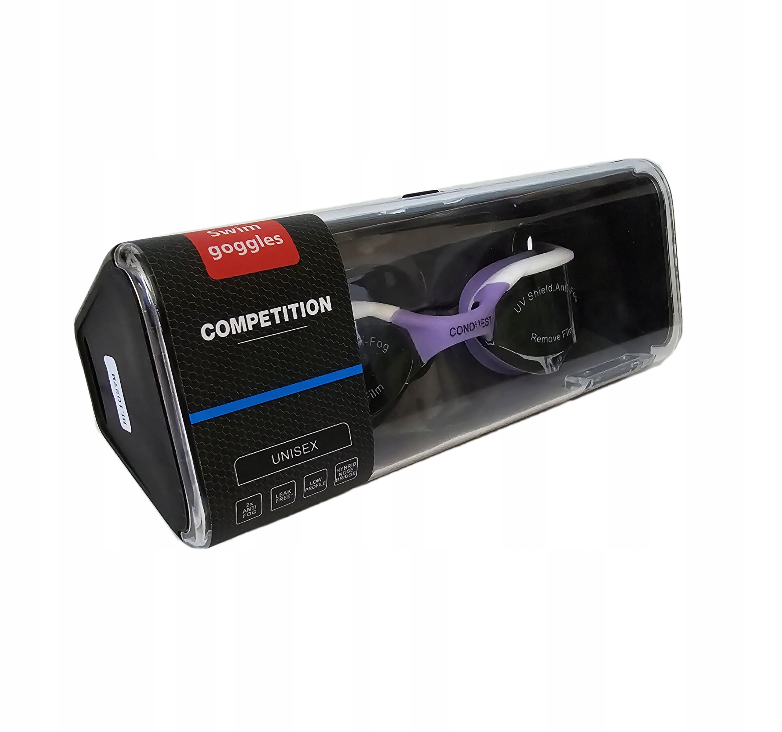 OKULARY PŁYWACKIE + CZEPEK FIOLET DO PŁYWANIA BASEN ANTYPARA REGULACJA ETUI Model BL1027MP