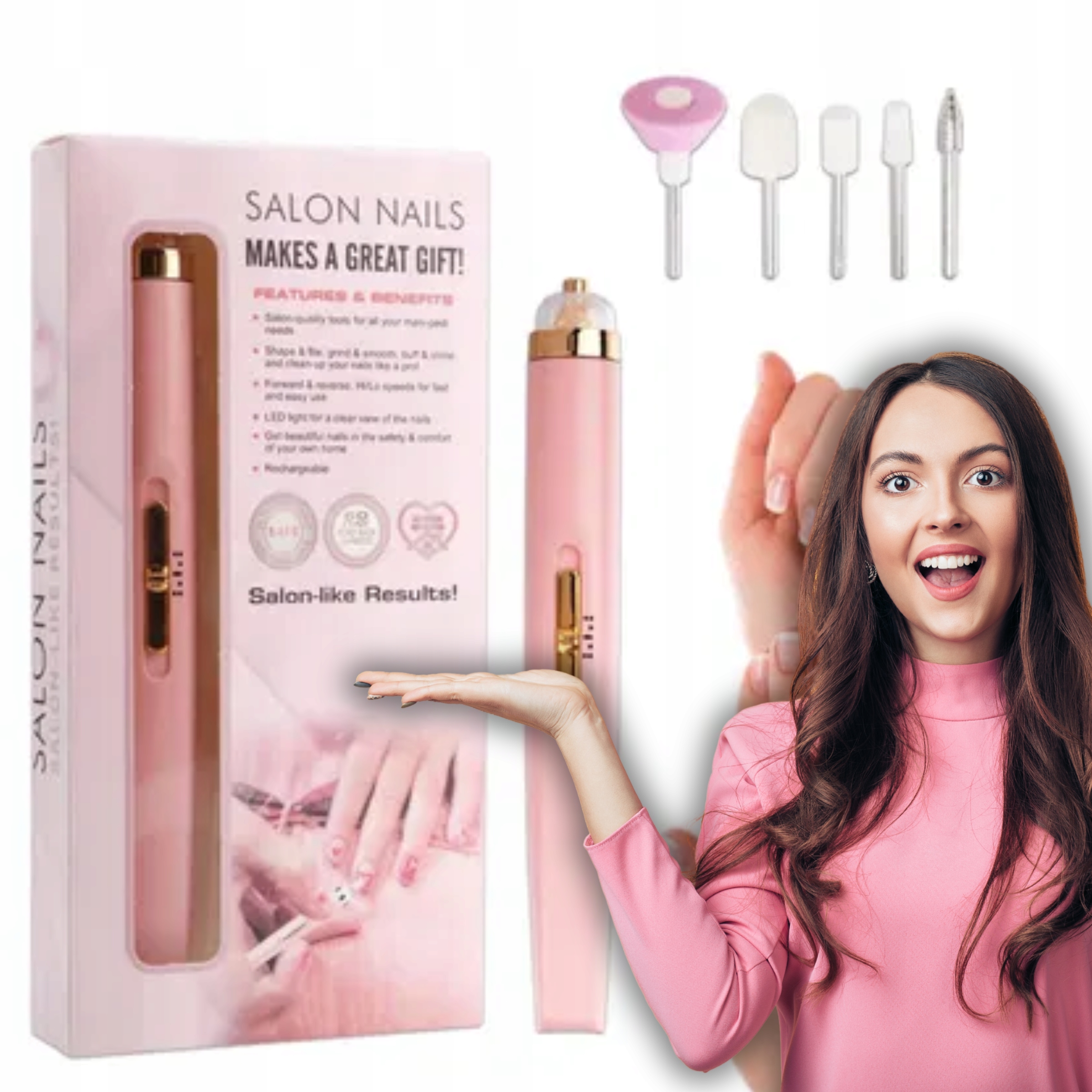 FREZARKA DO PAZNOKCI MANICURE PEDICURE BEZPRZEWODOWA ZESTAW AKUMULATOR PRO