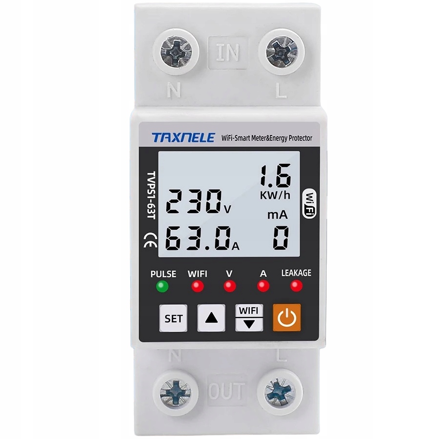 Inteligenty Licznik energii prądu 63A Tuya WiFi z przekaźnikiem