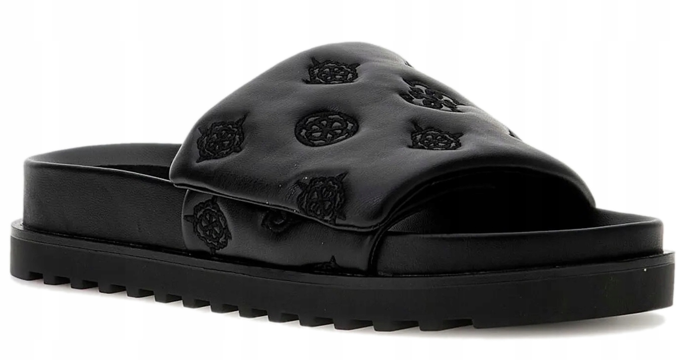 Guess černé dámské nazouváky z ekologické kůže s logem 37