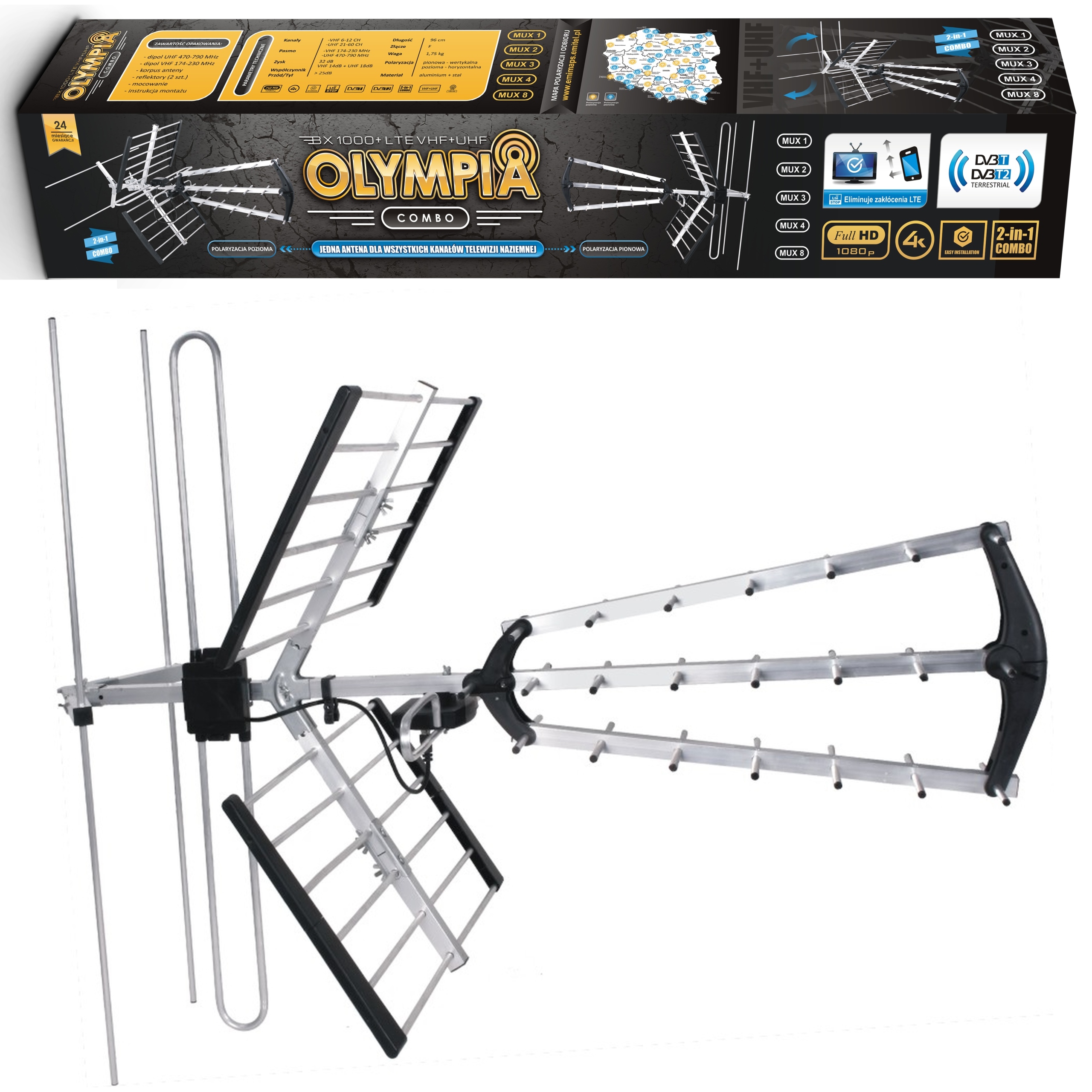 Antena TV DVB-T2 Telewizji Cyfrowej Naziemnej Combo do Dekoder Telewizor