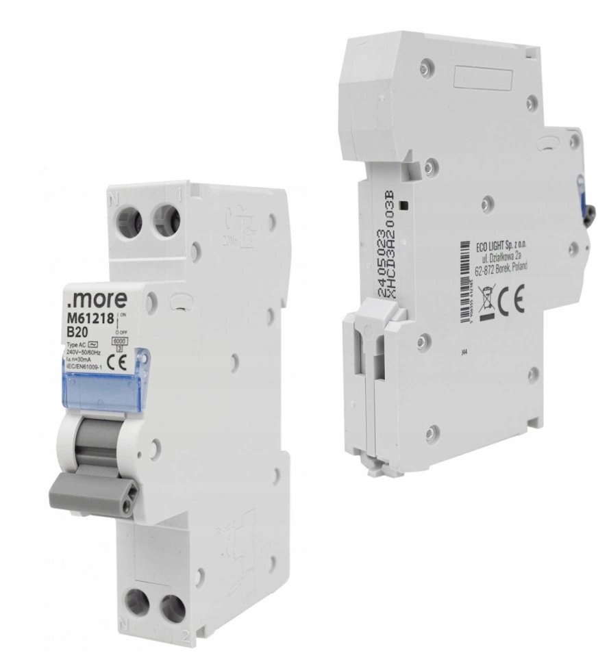 Diferenciální proudový spínač s nadproudovým členem 1P B 20A 30mA typ Ac IP20