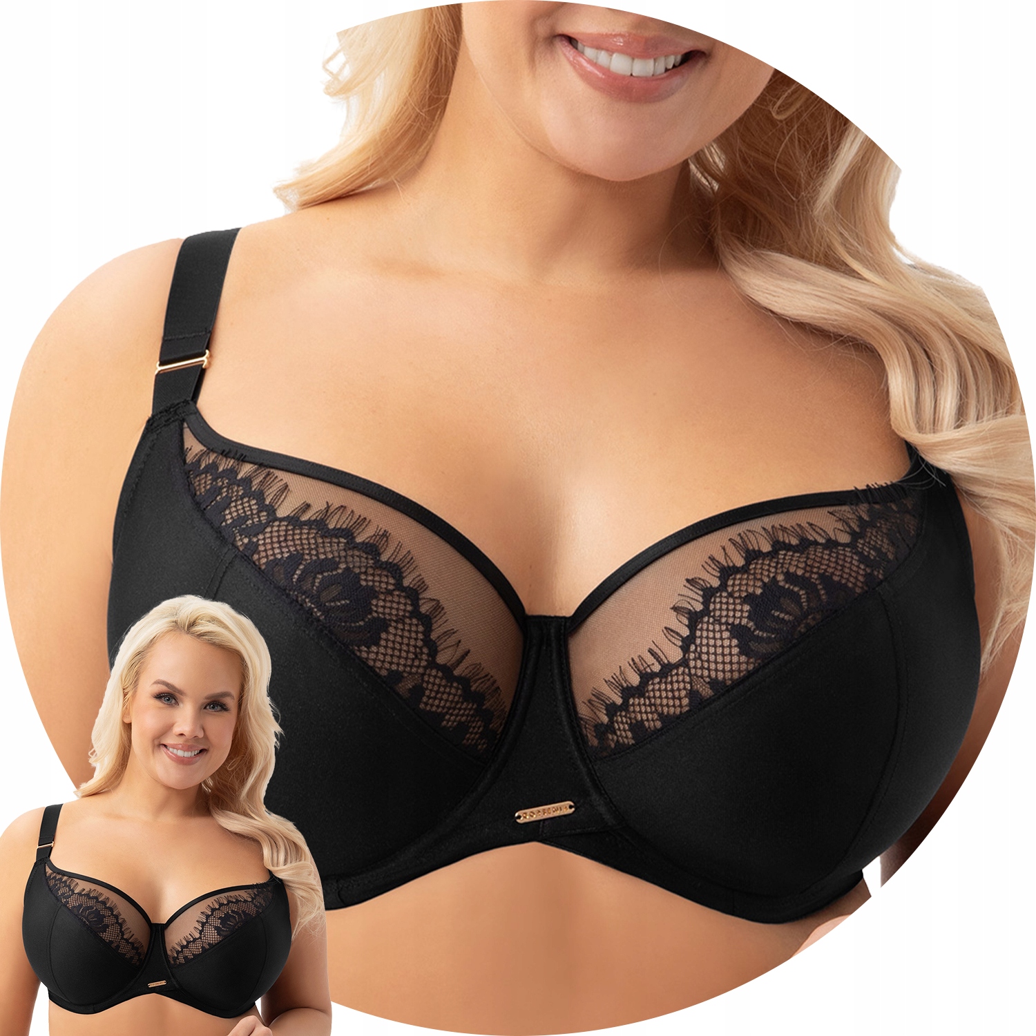 Gorsenia K937 Evia černá tyl krajka Měkká podprsenka 70G Soft