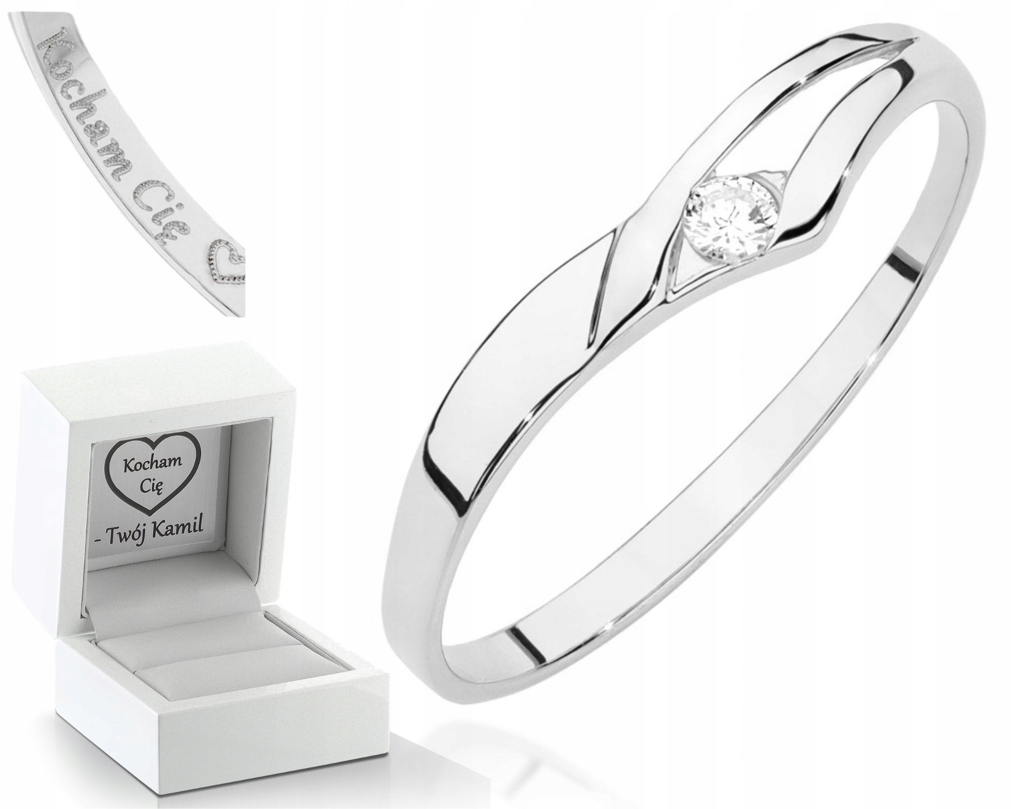 Prstýnek V Bílém Zlatě S Briliantem Gravírování