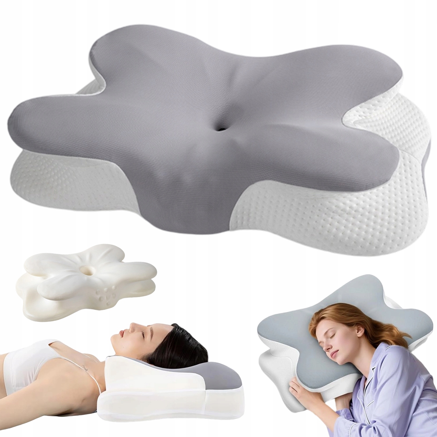 Poduszka Ortopedyczna Motylek Ergonomiczna Pianką Memory 65x38CM Z Poszewką