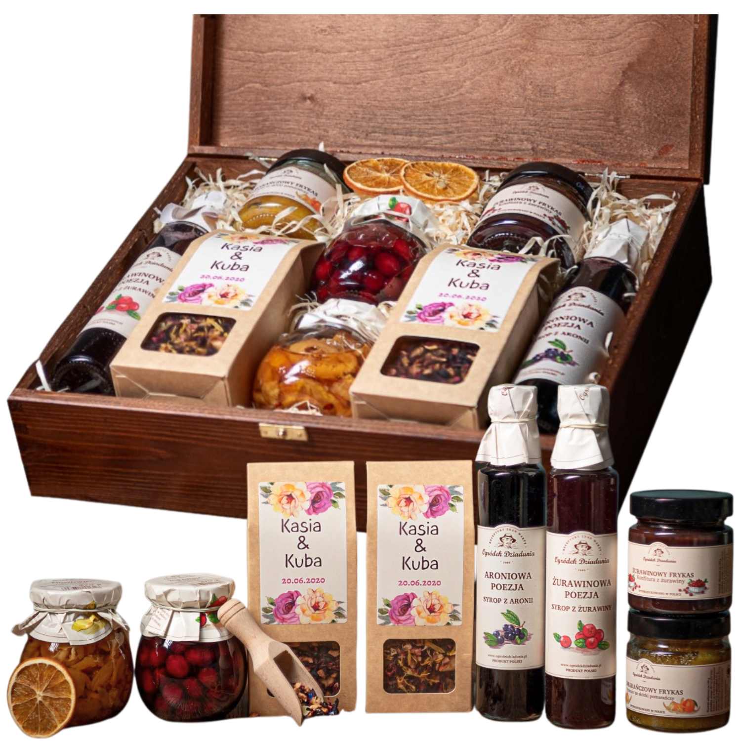 Skrzynka Prezentowa Duży Deluxe Zestaw Herbat Syropy Urodziny Ślub