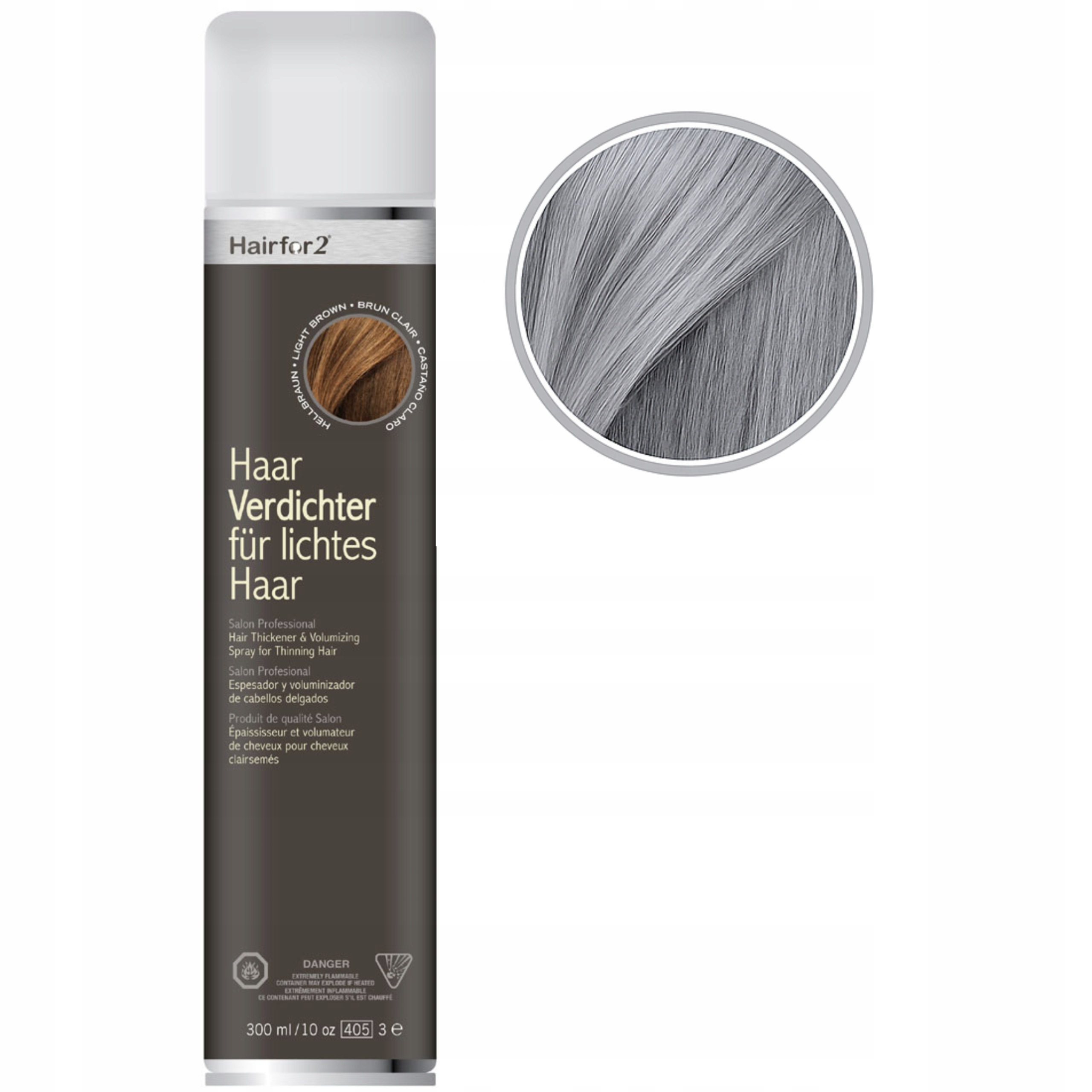 HairFor2 300ml Siwy Mikrovlákno Zahušťování Maskování