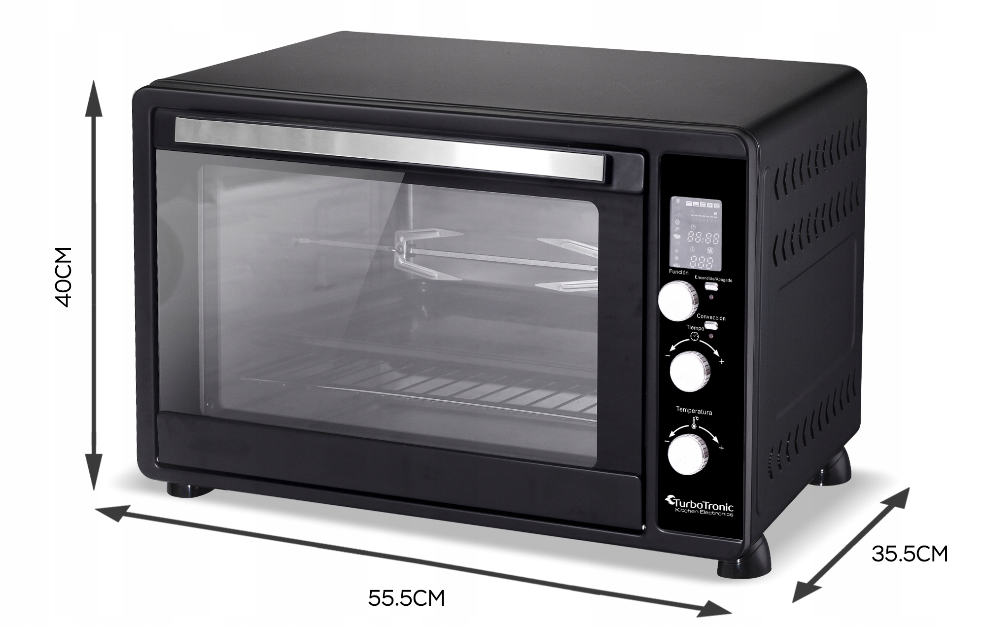 PIEKARNIK ELEKTRYCZNY 45L TERMOOBIEG+ROŻNO+GRILL CYFROWY WYŚWIETLACZ Kolor dominujący czarny