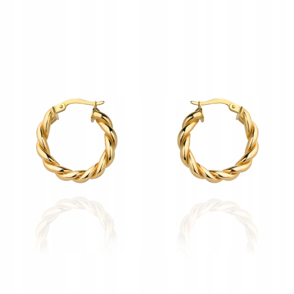 Náušnice Zlaté Kolečka 585 Pletené 2,2 CM Na Anglickém Efektním Vzoru