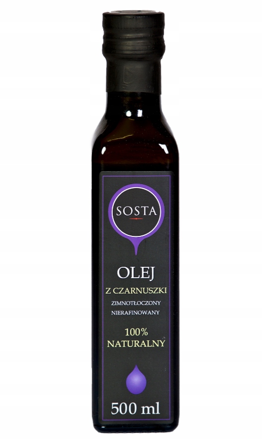 Olej z Czarnuszki 500 ml Tłoczony na Zimno Nierafinowany Sosta