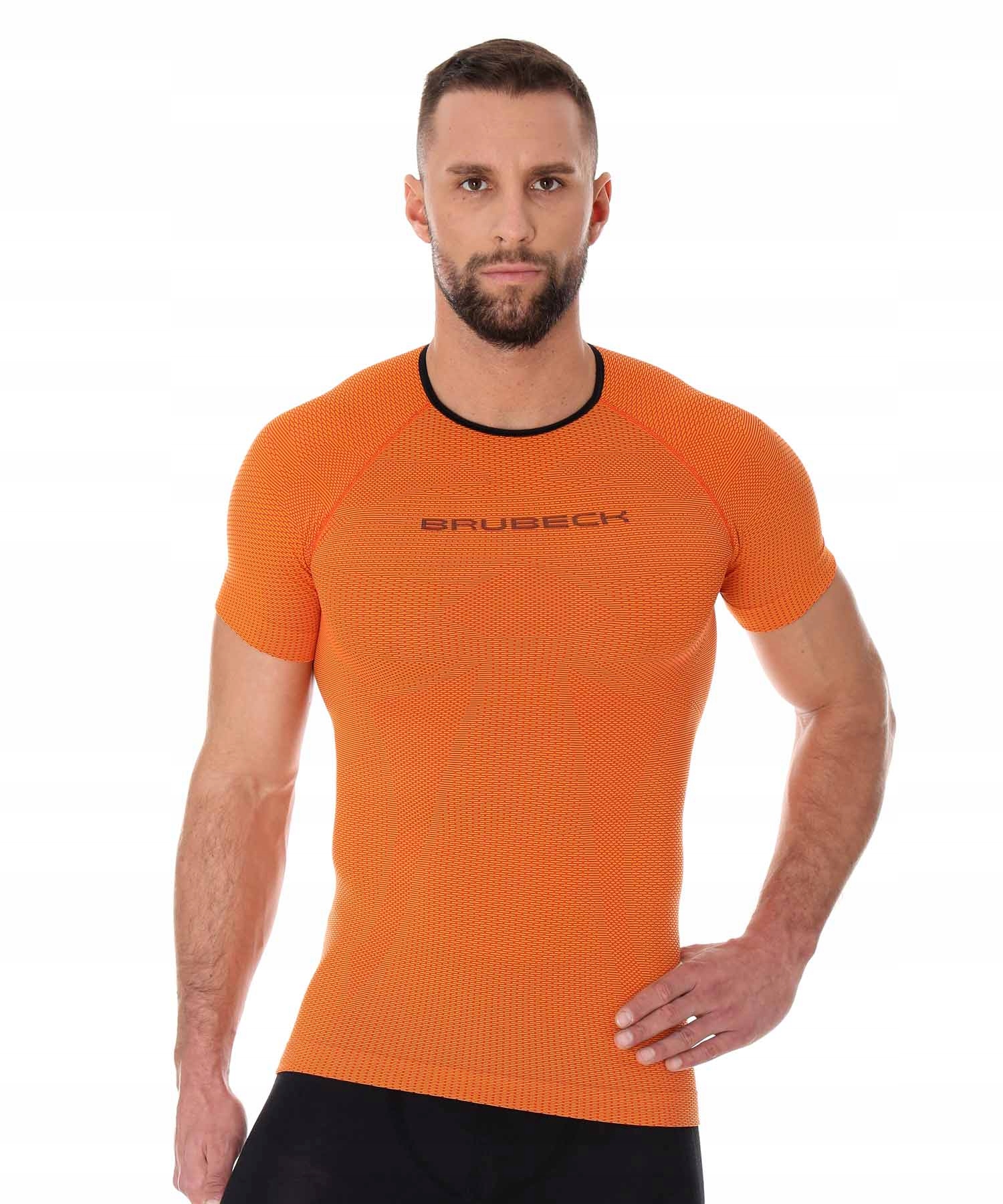 Koszulka męska 3D Run Pro z krótkim rękawem Brubeck pomarańczowy S