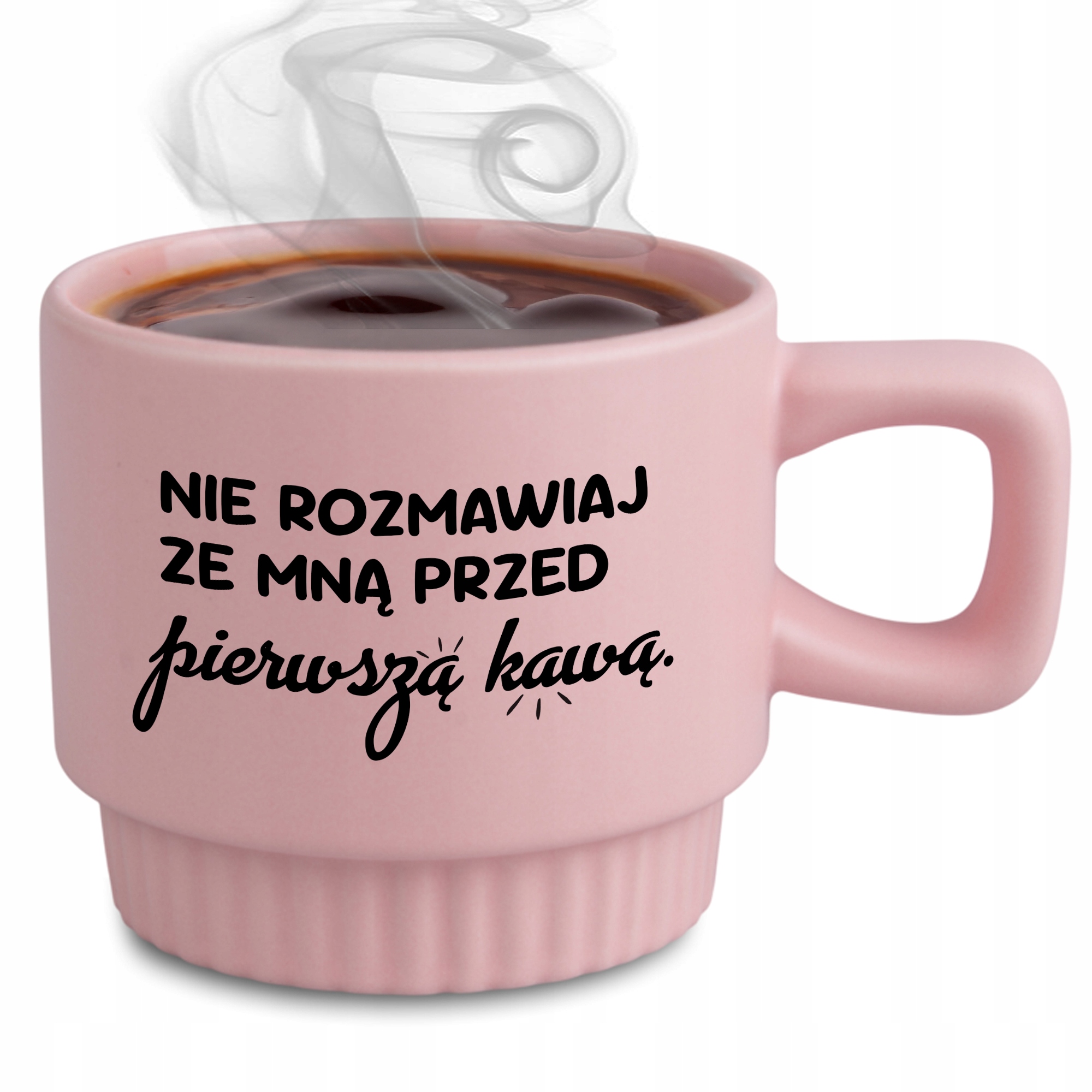 Ryflovaný hrnček ružový Nerozprávajte Sa So Mnou Pred Kávou Do Kancelárie práce