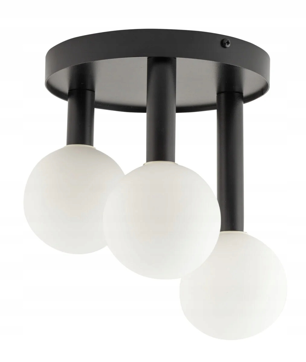 Dekoratívna stropná lampa čierna, moderná, biele sklenené gule, 3 body Sigma