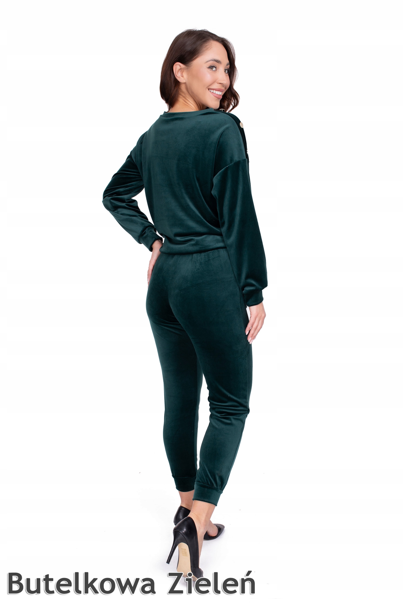 Welurowy komplet ,dres z ozdobnymi guzikami _L/40 Rozmiar L