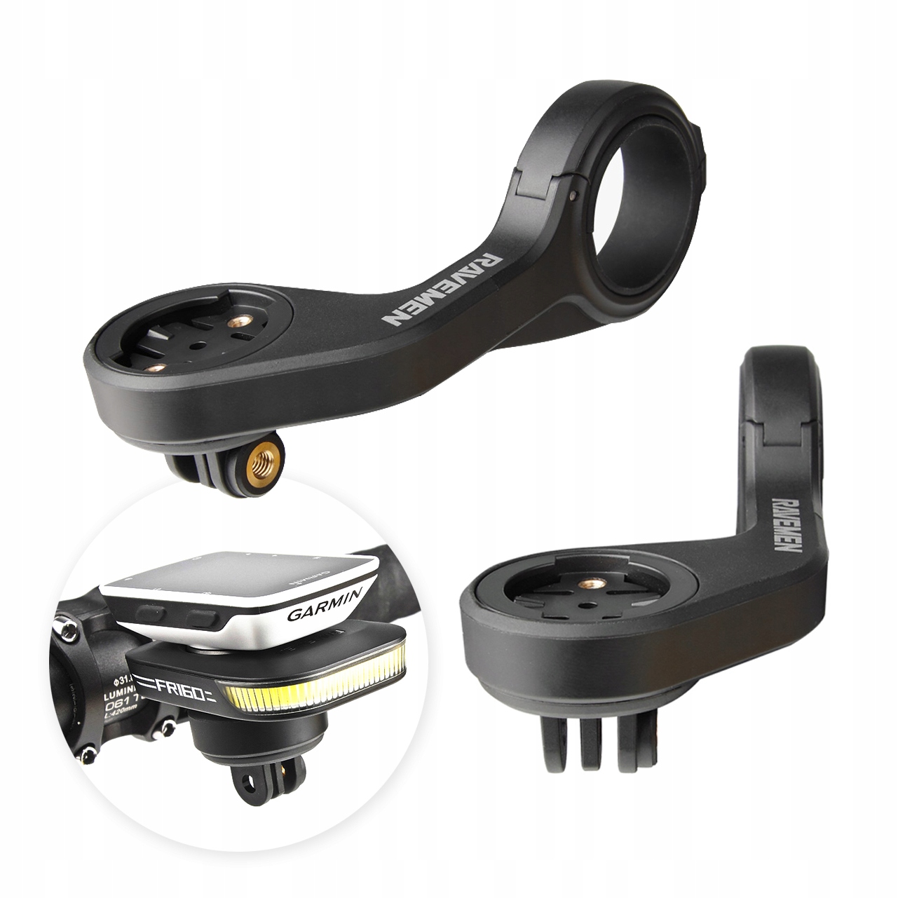 Uchwyt na kierownicę Ravemen A0M01 do lampki FR160, pod Garmin i GoPro, cza