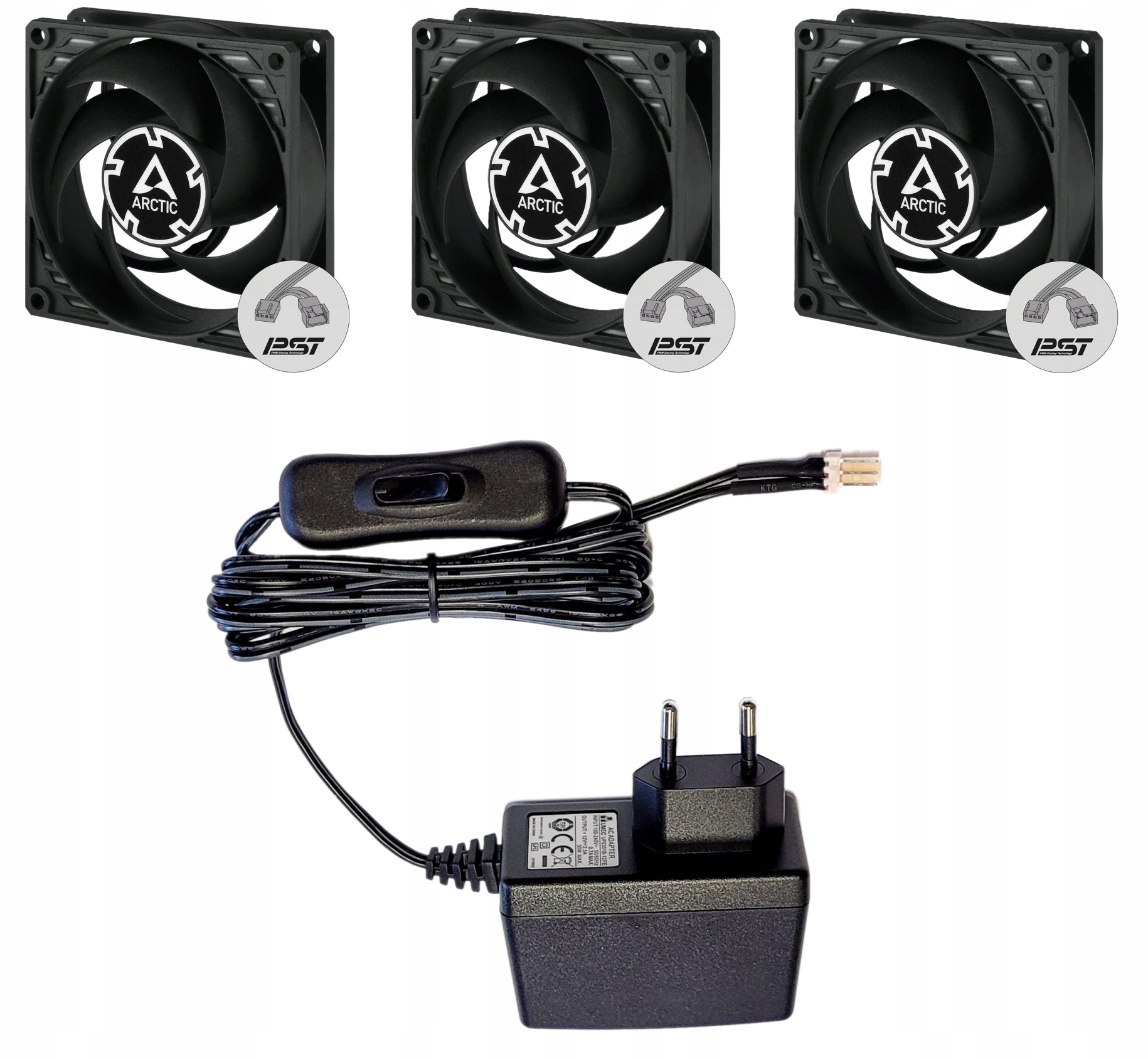 Termoventilátor radiátorový 3x80 mm pro distribuci tepla z radiátoru