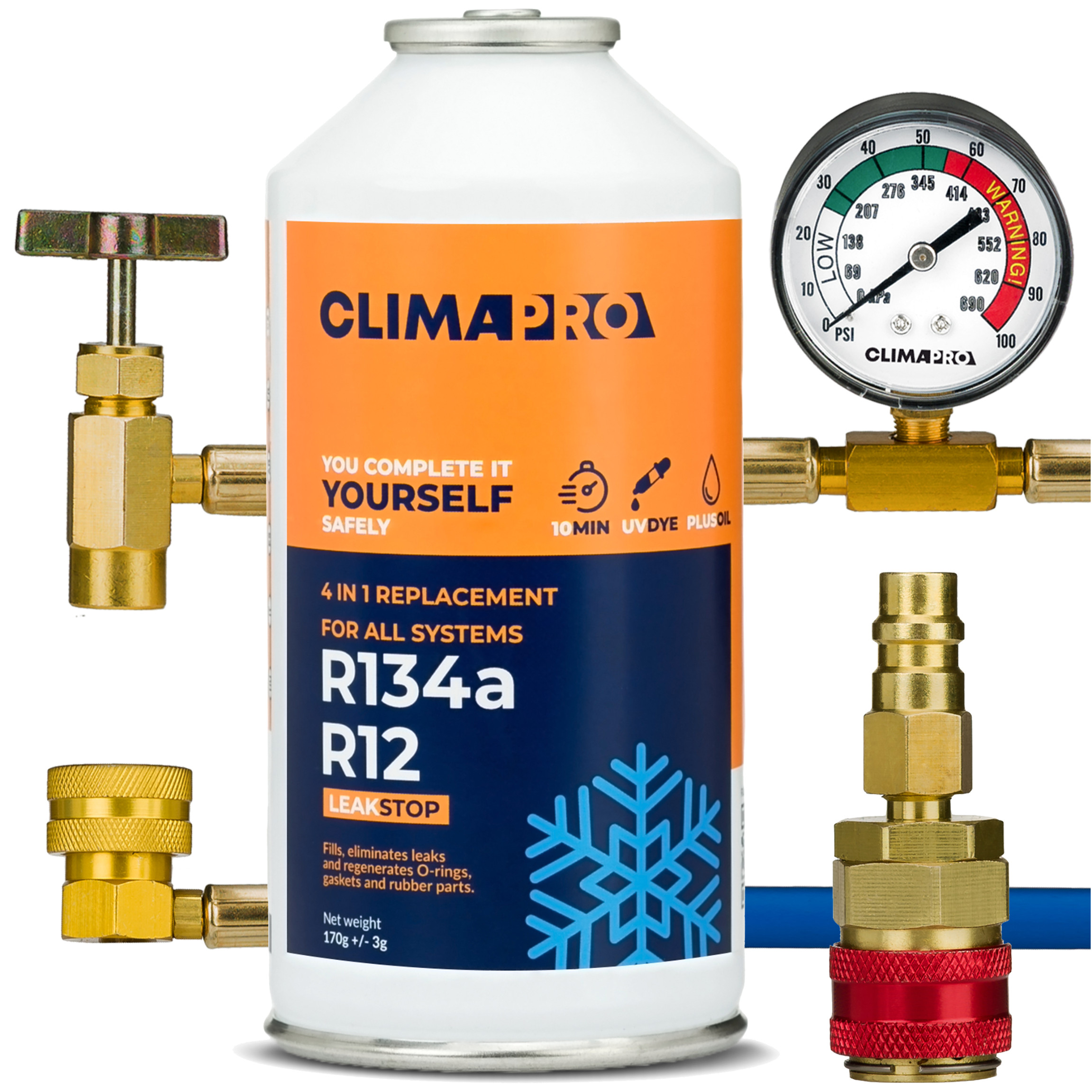 Plyn Pro Klimatizaci Aut Z R134A Sada Těsnícího Činidla Hadicový Adaptér