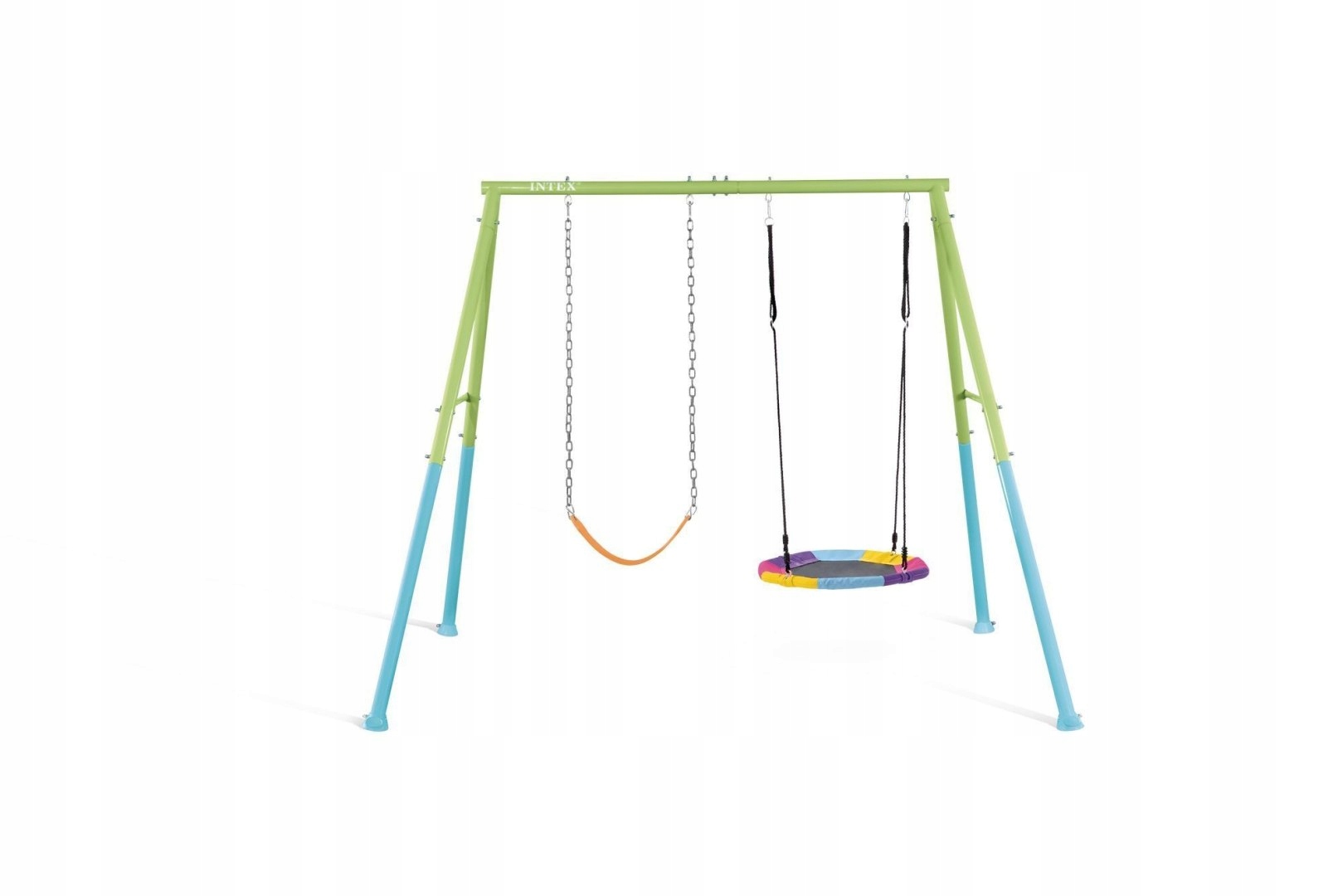 Pevná barevná zahradní houpačka 2 funkce popruh a houpací hnízdo Intex 4