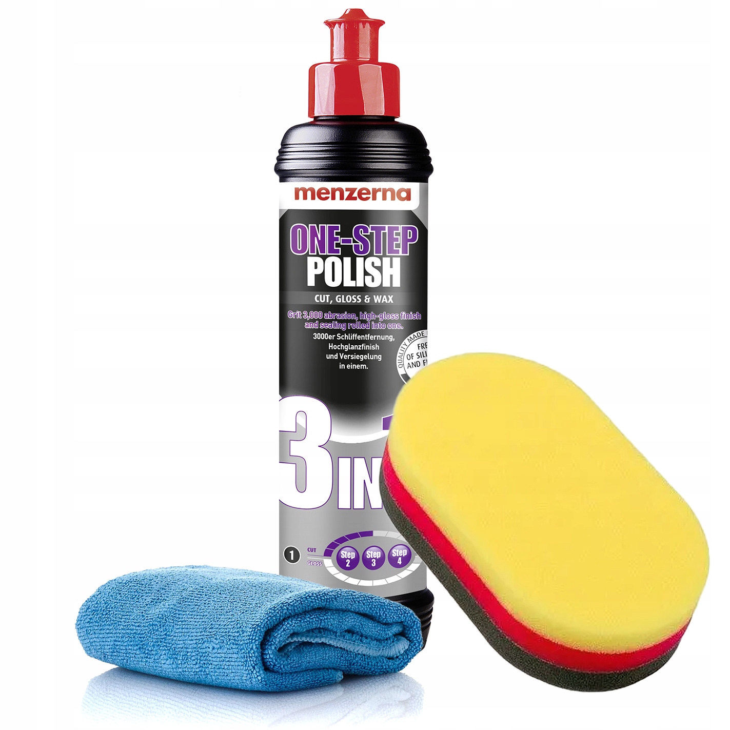 Pasta Polerska Menzerna Do Lakieru 3w1 One Step + Aplikator Tricolor