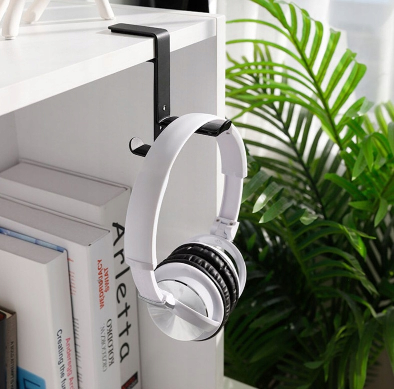 Wieszak na słuchawki pod blat regulowany czarny Materiał dominujący metal