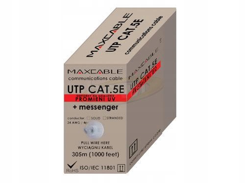 Kabel Utp Maxcable zewnętrzny z linką nośną 305m kat.5e