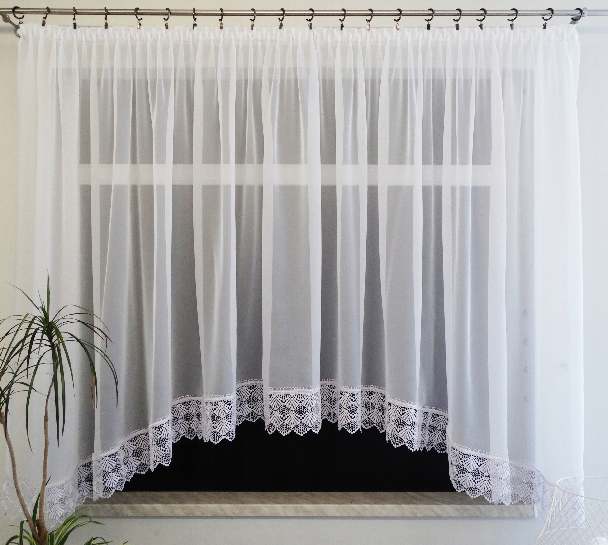 Mg 1843 Záclona Voál Bílá guipure 15 cm 400 x 160 Oblouk
