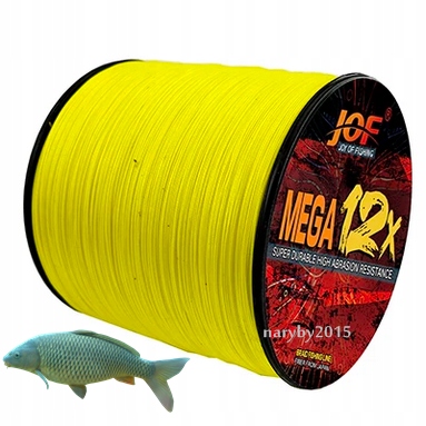 plecionka Jof 12X 100 m 0,16 mm żółta fluo 12 splotów do metody spiningu
