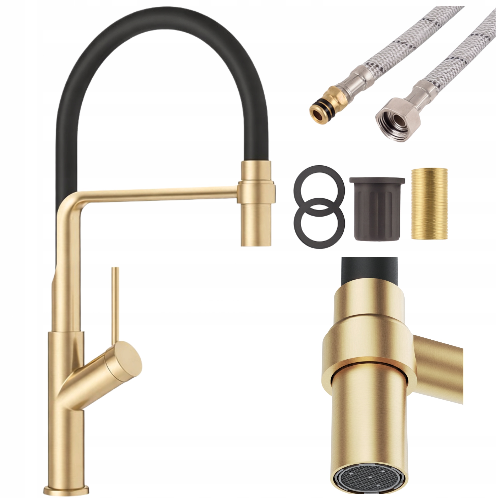 Kuchyňská baterie Vasto kartáčované zlato vytahovací sprcha