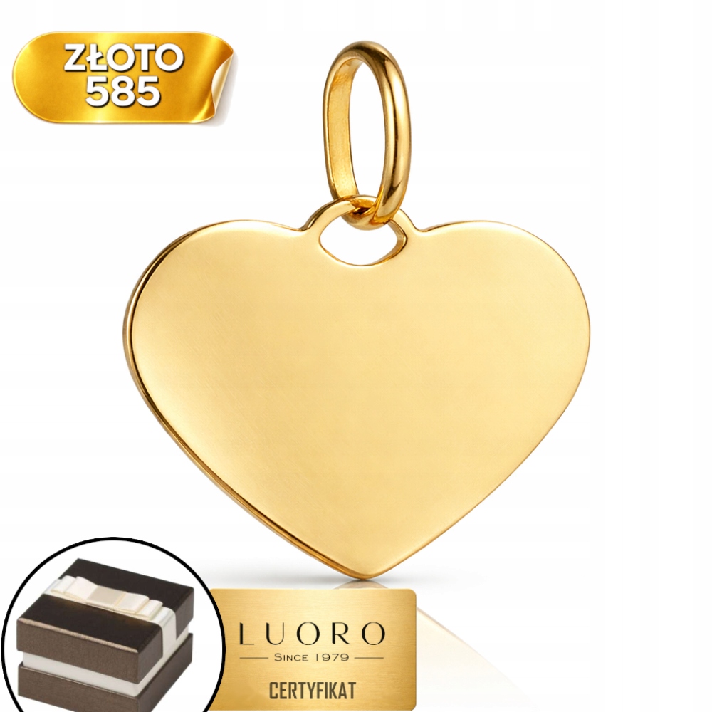Zlatý Přívěsek 585 14K S Plným Srdcem 16 MM Elegantní Klasika