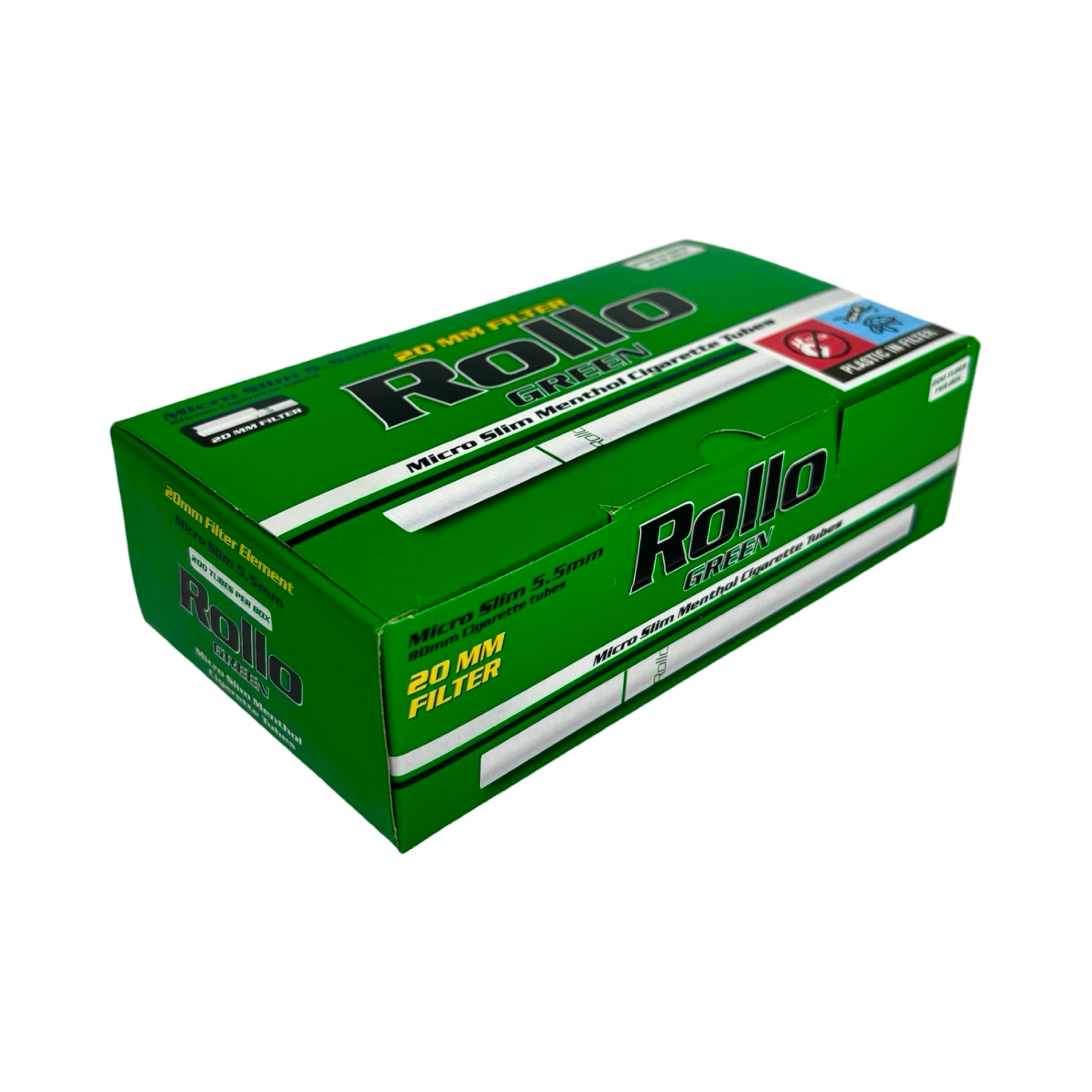 GILZY ROLLO GREEN MICRO SLIM 5,5 BIAŁE MIĘTOWE GILZY PAPIEROSOWE 10x 200szt