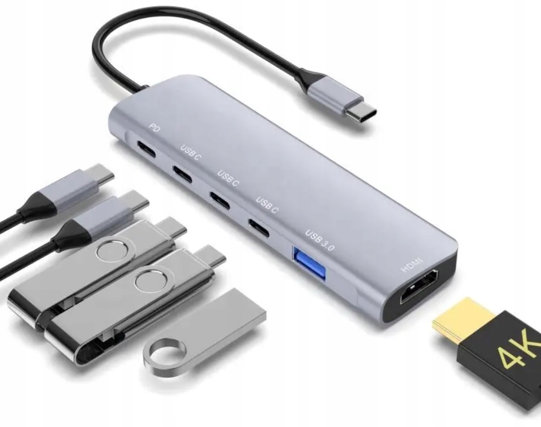 

Adapter Hub 3x Usb-c Hdmi 4k 30Hz Pd 100W Usb 3.0