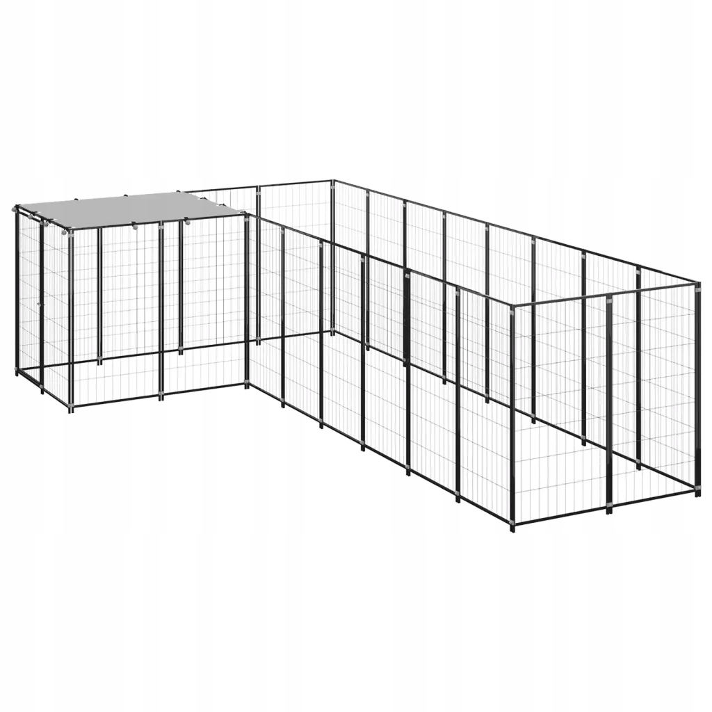 Levně Kotec pro psa, černá, 6,05 m², ocelová