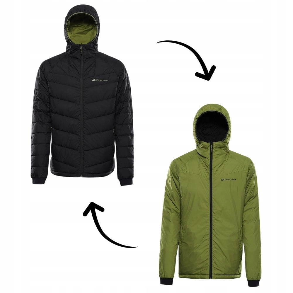 Kurtka męska puchowa dwustronna Alpine Pro Rogit 2 k.czarno-zielona r.S