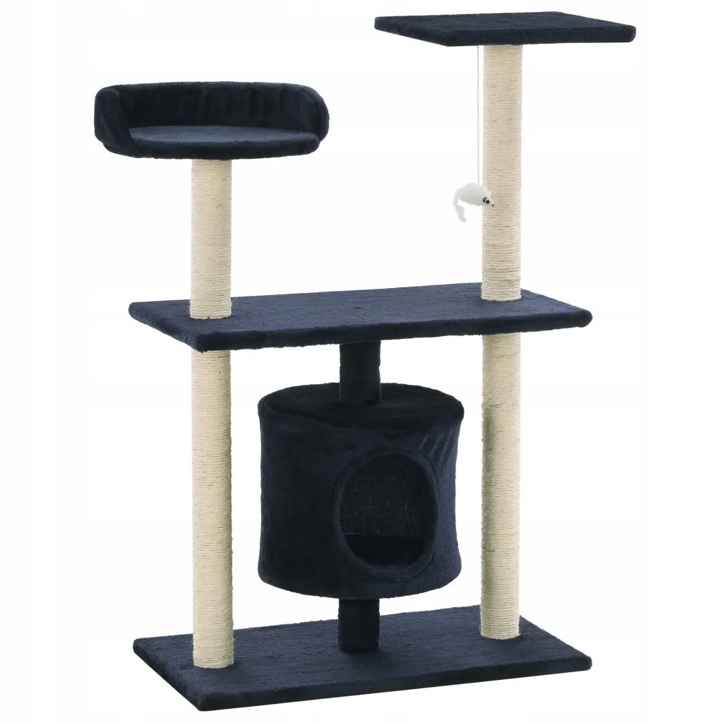 Levně Škrabadlo pro kočky se sisalovými sloupky, 95 cm, tmavě modré