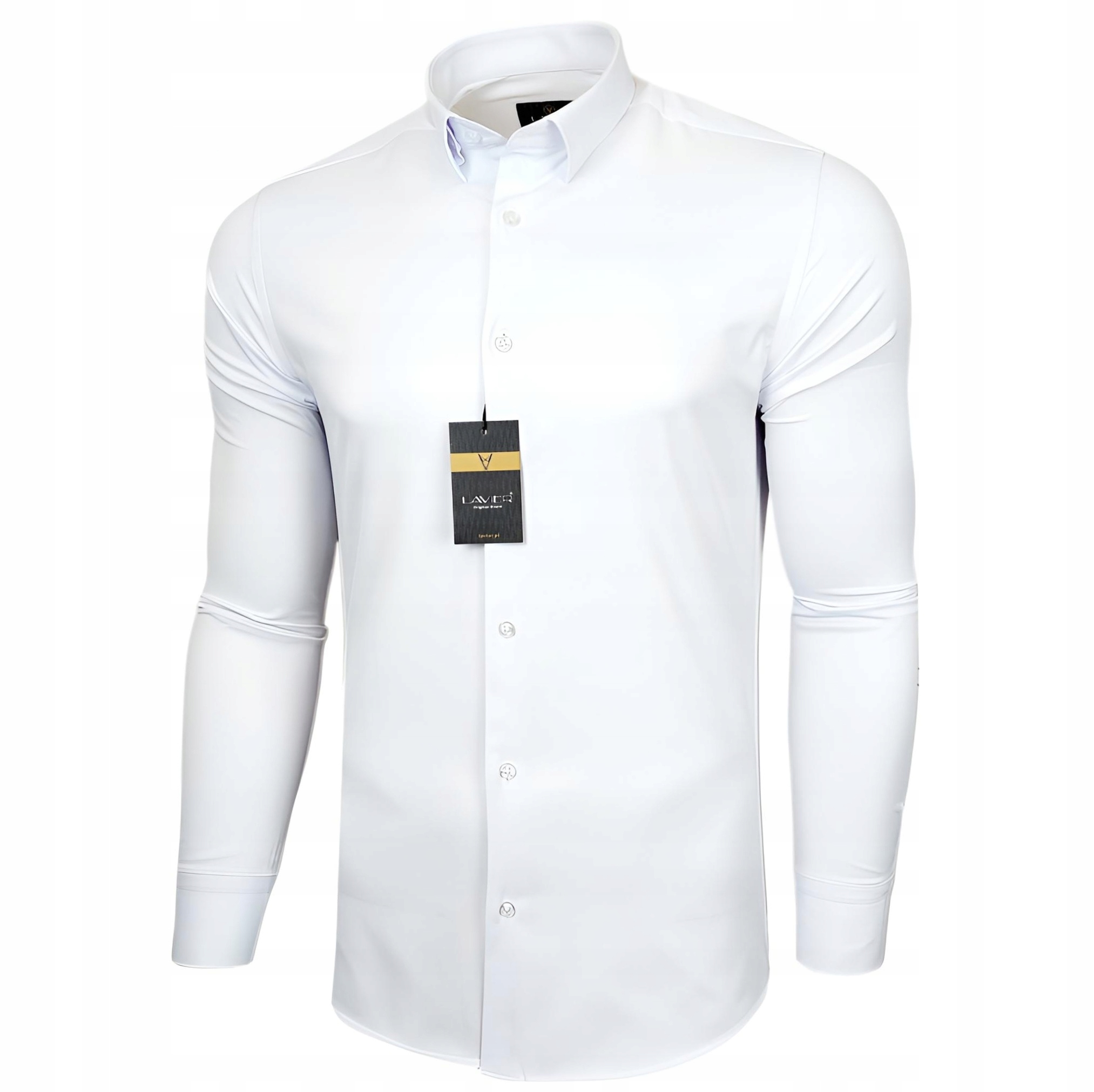 Pánská košile hladká Lavier bílá – elegantní, Slim Fit, bavlněná vel. L